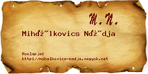 Mihálkovics Nádja névjegykártya